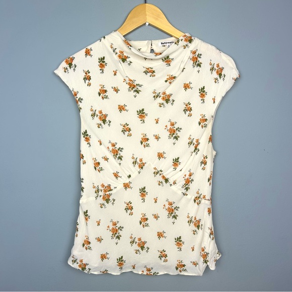 Reformation Bettie floral print high neck top size 10 zip back closure - Picture 3 of 16
